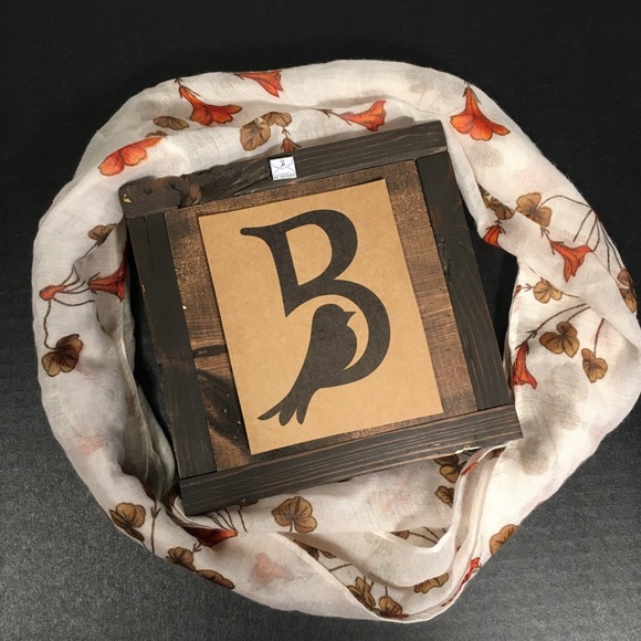 Infinity Scarf Orange Brown Retro Print Floral - Picture 3 of 7